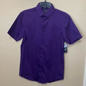 Men’s INC International Consepts Slim Fit Short Sleeve Deep Purple Shirt NWT